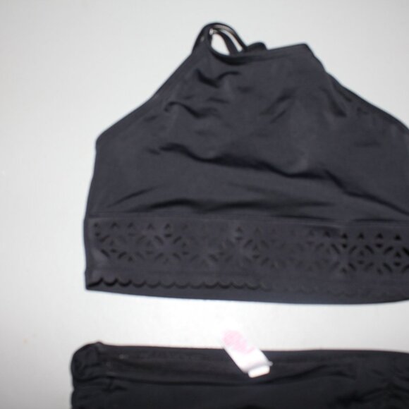 Black 2 Pcs Justice Bikini Swimsuit Size 8 - Picture 3 of 14